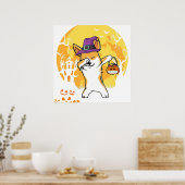Poster Corgi Dabbing Witch Pumkin Funny Dog Halloween (Cuisine)