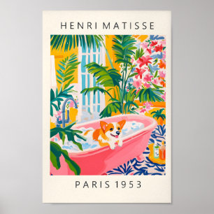 Poster Corgi Dans La Baignoire Drôle Poster, Mur De Chien