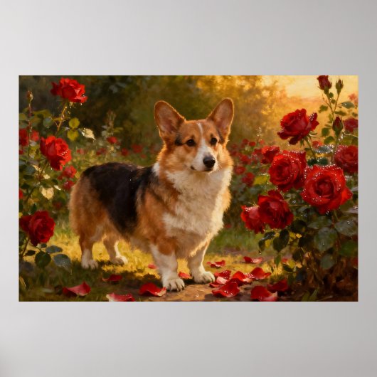 Poster Corgi dans les Roses V (Devant)