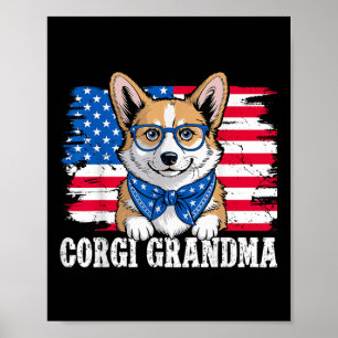 Poster Corgi Grandma Usa Amoureux des chiens patriotique