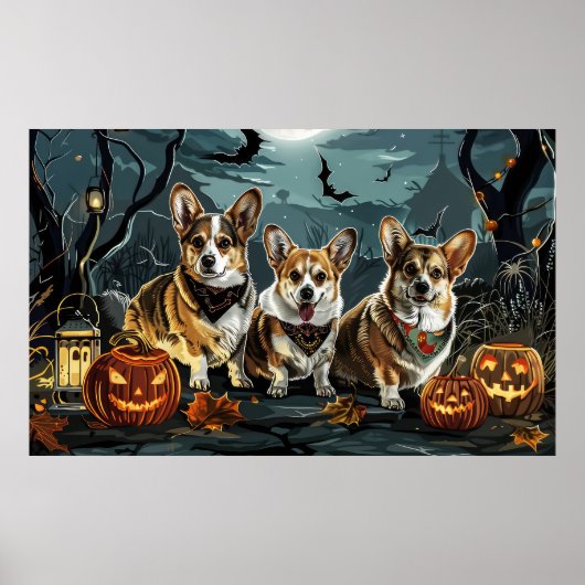 Poster Corgi Halloween Éffrayant (Devant)