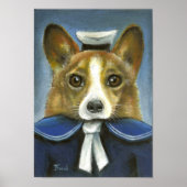 Poster corgi le marin (Devant)