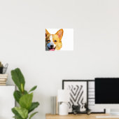Poster Corgi Low Poly Art (Bureau à domicile)