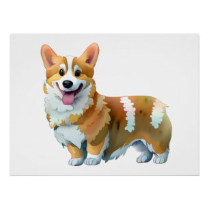 Poster Corgi orange mignon pour une humeur positive