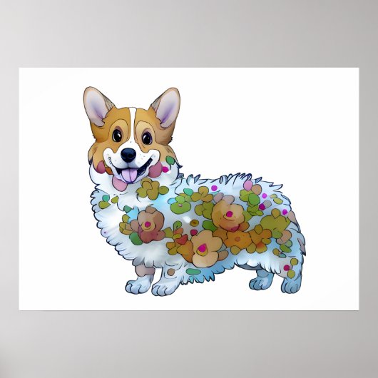 Poster Corgi orange mignon pour une humeur positive (Devant)