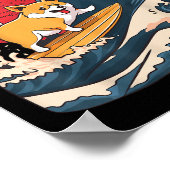 Poster Corgi surf vague japonaise (Coin)