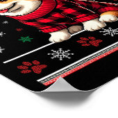Poster Corgi Ugly Funny Noël Santa Hat Buffalo Plaid (Coin)