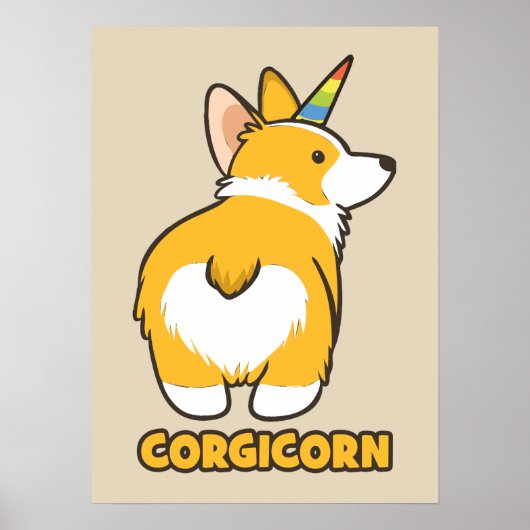Poster Corgi Unicorn - CORGICORN (Devant)