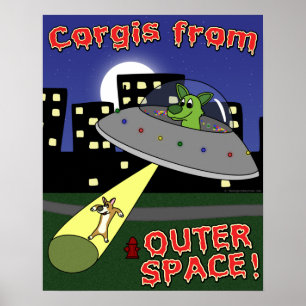 Poster Corgis d'affiche d'espace extra-atmosphérique