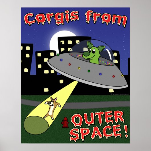 Poster Corgis de l'affiche spatiale (Devant)