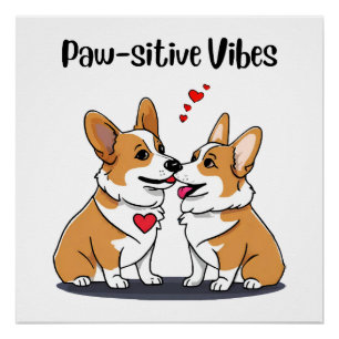 Poster Corgis Vibes en Amour