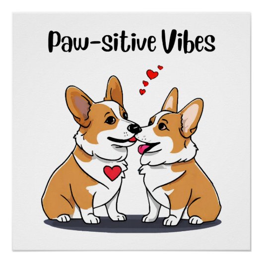Poster Corgis Vibes en Amour (Devant)