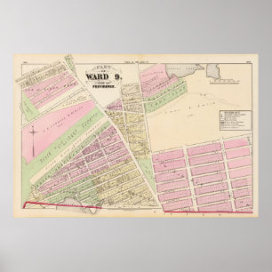 Poster Corliss Cove Cunliffs Pond et Cranston Atlas Carte