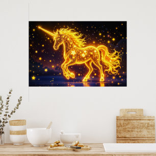 Poster Corne d'or conte de fée de nuit espace ciel