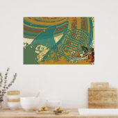 Poster Corne française arc-en-ciel rétro (Cuisine)