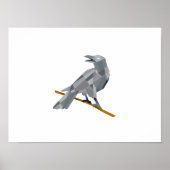 Poster Corneille perché en arrière bas polygone (Devant)