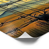 Poster Corneilles sur clôture à barbelé 1 (Coin)