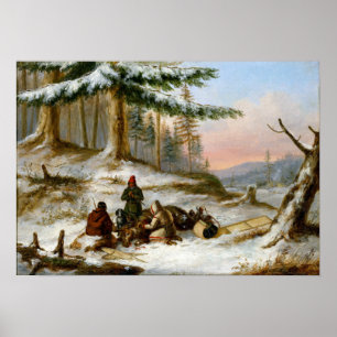 Poster Cornelius Krieghoff Chasseurs d'orignaux