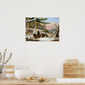 Poster Cornelius Krieghoff Chasseurs d'orignaux (Cuisine)