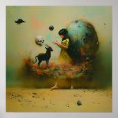 Poster Cornes Abstraites Crâne Chat Cuisine AI Art Matte (Devant)