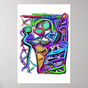 Poster cornet de crème glacée fou 1