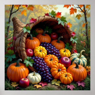 Poster Cornucopia de la récolte d'automne et des bénédict