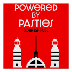 Poster Cornwall Cornish Pasnish Anglais