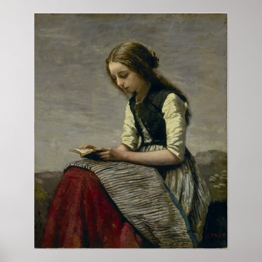 Poster Corot - Fille lisant (Devant)
