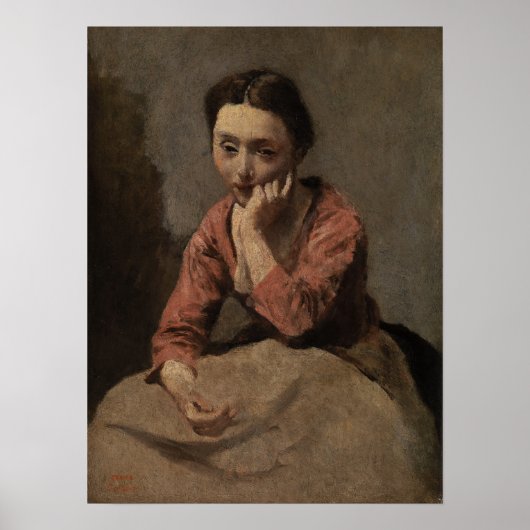 Poster Corot - Jeune Femme Pensive (Devant)
