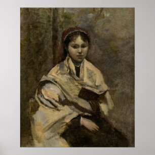 Poster Corot - Jeune Fille Assise Avec Un Livre À La Main
