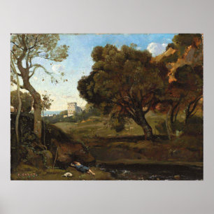 Poster Corot - Le repos du berger