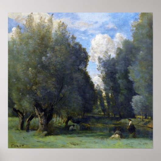 Poster Corot - Pêche sous les saules (Devant)