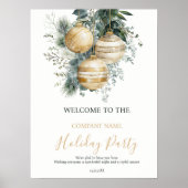 Poster Corporate Gold Baubles Greenery Christmas Welcome (Devant)