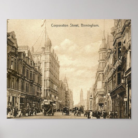 Poster Corporation St., Birmingham, Angleterre Vintage (Devant)