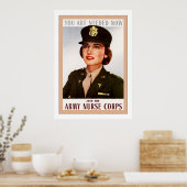Poster Corps des infirmières de l'armée ~ 2ÈME GUERRE MON (Cuisine)