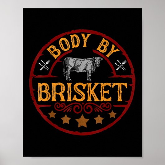 Poster Corps Drôle Par Brisket Barbeque Barbecue Grillade (Devant)