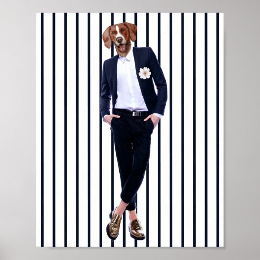 Poster Corps humain de la tête de chien (Devant)