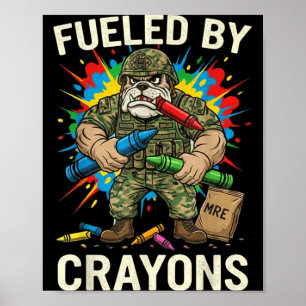Poster Corps Militaire Bulldog Crayon Mangeur Soldat