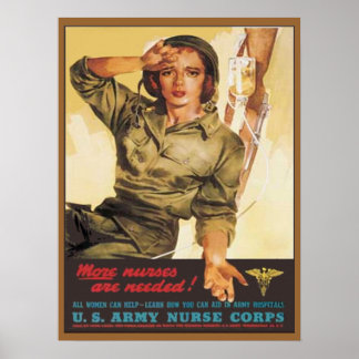Poster Corps vintage d'infirmières de l'armée 2ÈME GUERRE