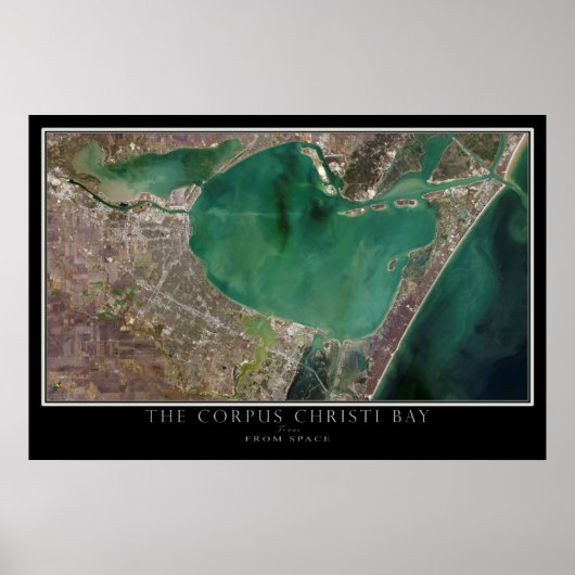 Poster Corpus Christi Bay Texas From Space Satellite Map (Devant)