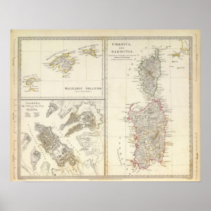 Poster Corse, Sardaigne, Baléares, La Valette