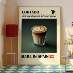 Poster Cortado Coffee Wall Art, Espagnol Espresso Boire