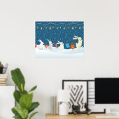 Poster Cortège de lanternes de lapins mignons à travers l (Bureau à domicile)