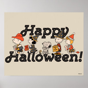 Poster Cortège joyeux d'Halloween de la bande de Peanuts