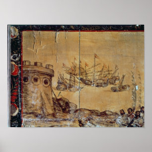 Poster Cortes sails for Mexico, 1518