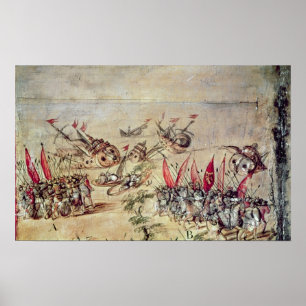 Poster Cortes sinking his fleet off the coast of