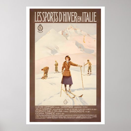 Poster Cortina D'Ampezzo Val Gardena Bardonecchia (Devant)