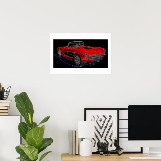 Poster Corvette 1957 (Bureau à domicile)
