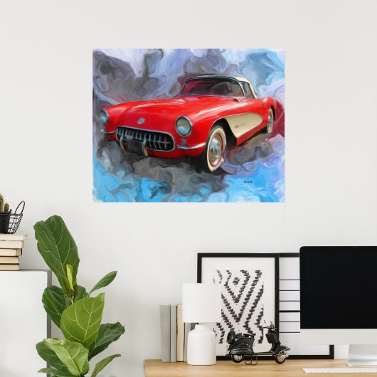 Poster Corvette 1957 (Bureau à domicile)