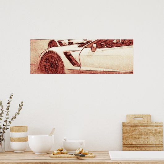 Poster Corvette C7R Z06 Esquisse (Cuisine)